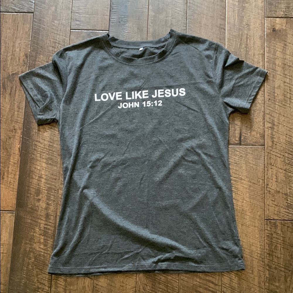 Gray Graphic T-Shirt with Inspirational Text